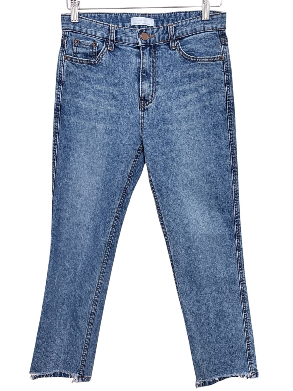 Frank + Oak Women’s Blue Ankle Crop Straight Denim Jeans SZ Medium / 28 x 25